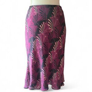 Purple Floral Silk High Low Midi Skirt Worthington 12 fairycore whimsigoth Y2K